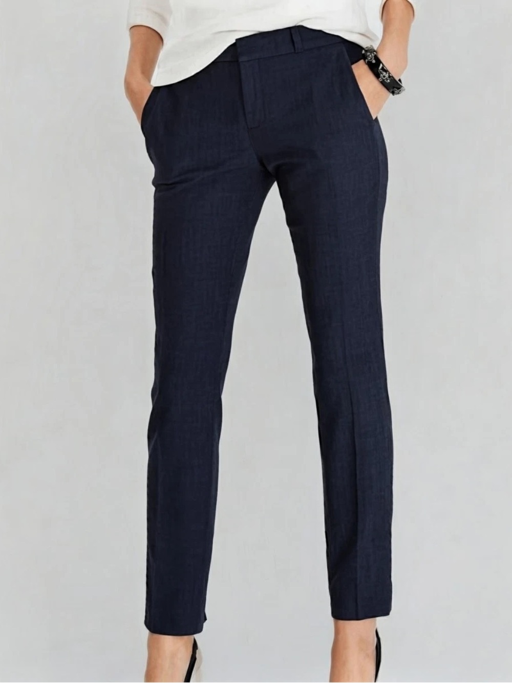 Banana Republic Petite Hampton Navy Cropped Ankle Pants- NWT 00P